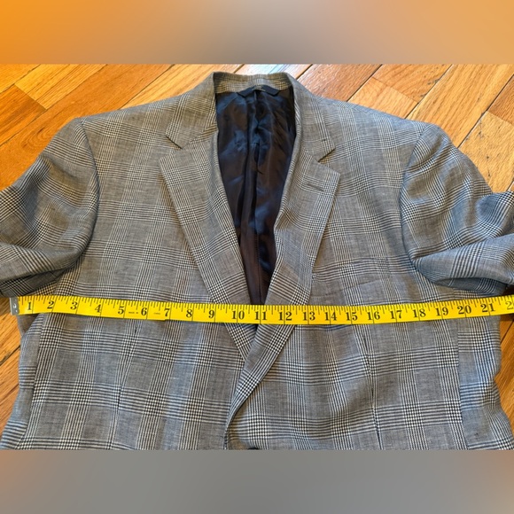 Brooks Brothers Blazer Mens 42L Blue/Black Linen/Wool Window Pane Jacket Sports - Picture 13 of 14